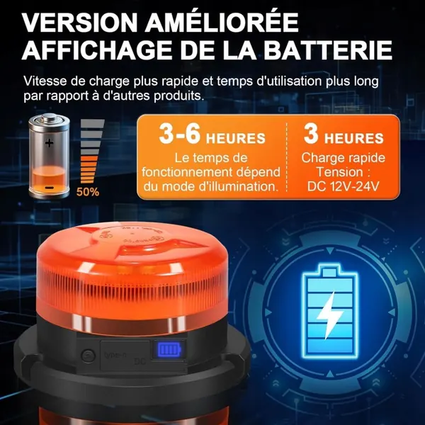 AT00674-F LED-Warnleuchte - 360° magnetisch Batterie image 2