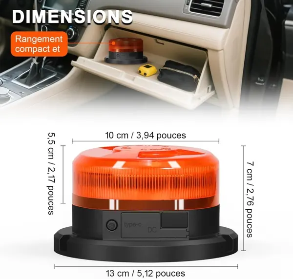 AT00674-F LED-Warnleuchte - 360° magnetisch Batterie image 3