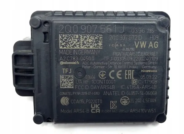 Radar ACC OEM 2Q0907561J pour VW Audi Skoda image 2