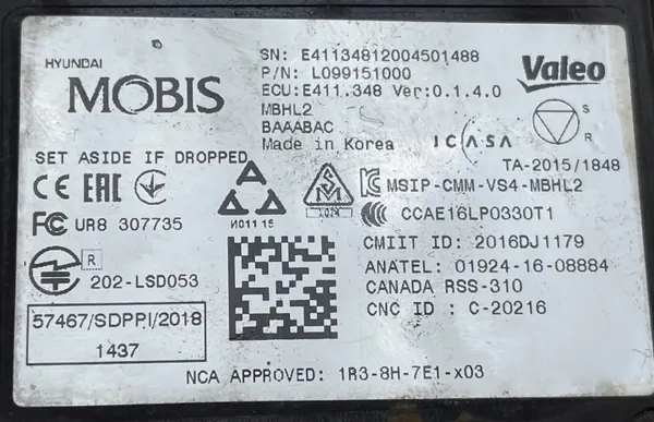 Radar angle mort Hyundai Sonata DN8 2019 OEM L099151000 image 4