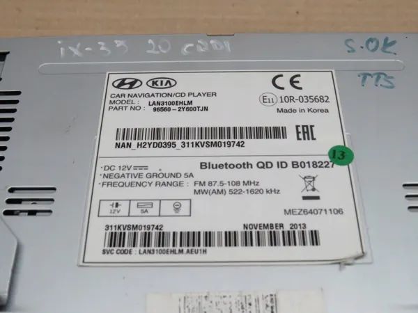 Hyundai IX35 Radio CD Navigointi OEM 10R035682 image 9