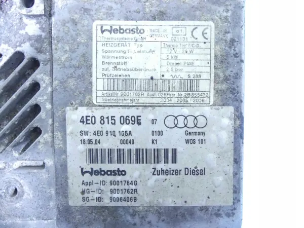 Calefactor auxiliar Webasto OEM IMPRK1319216 Audi A8 image 3