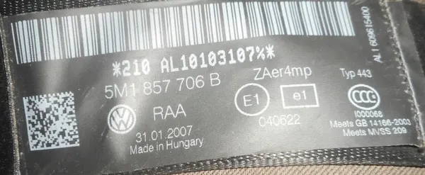 OEM 5M1857706B Voorste rechter veiligheidsgordel VW Golf Plus image 3