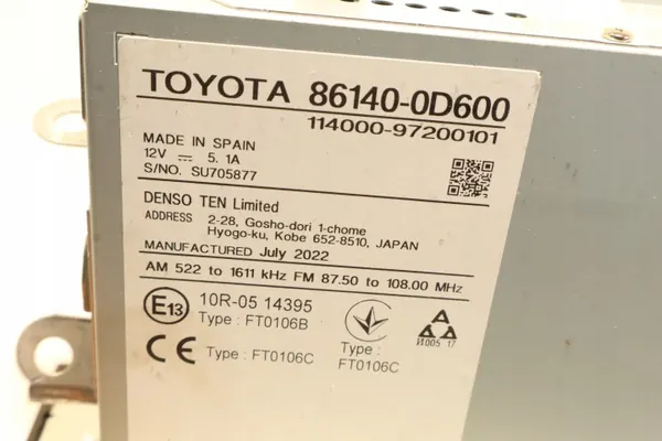 Rádio Navegação Toyota Yaris IV 1.5 OEM 86140-0D600 image 7