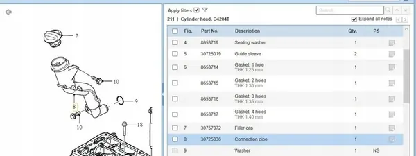 Tubo de Entrada de Óleo Volvo S40 II 2.0L 2004 OEM 30757072 image 6