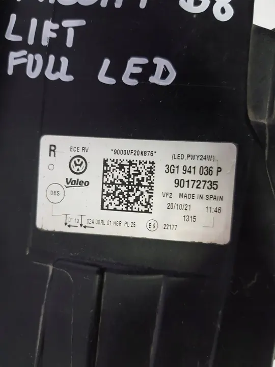VW PASSAT B8 LIFT FULL LED AJOVALOT VASEN OIKEA SETTI image 7