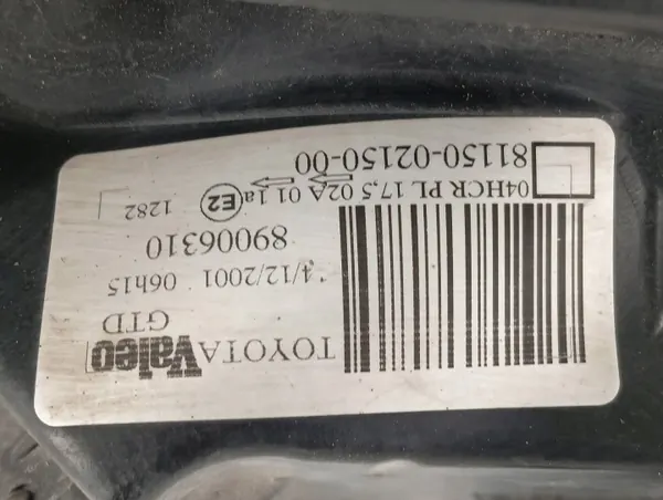 Left Front Lamp E12 89006310 Toyota Corolla IX image 3