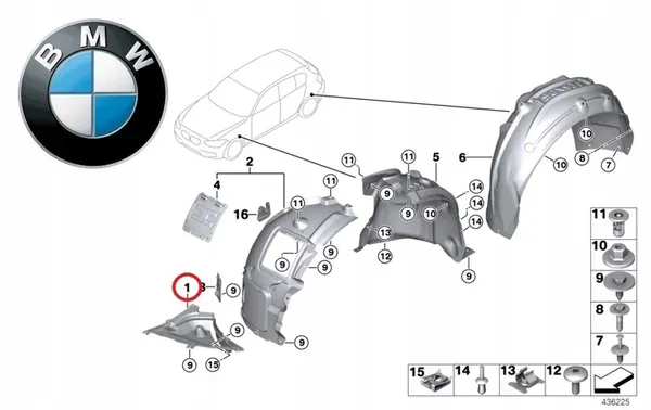 BMW Nedre Hjulhus Täcke Vänster F20 F21 F22 OE image 3