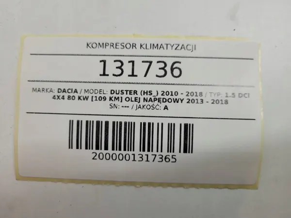 Compressor ar condicionado OEM 926005154R Dacia Duster 1.5 DCI image 7