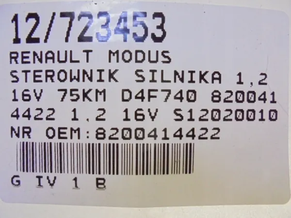 Unidad de Control Motor OEM 8200414422 Renault Modus 1.2 image 5
