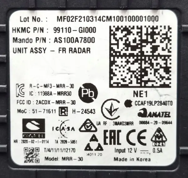 Radar ACC usado OEM 99110-G1000 para Hyundai Ioniq image 9