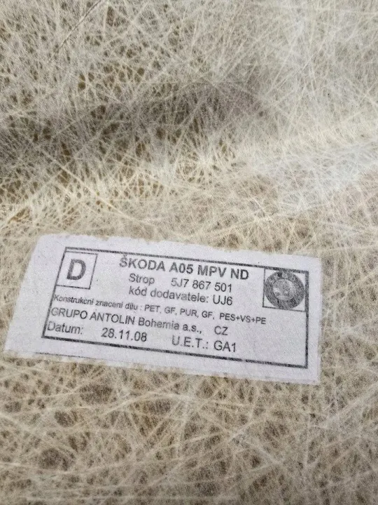 Tapis de Plafond Skoda Roomster OEM 5J7867501 image 6