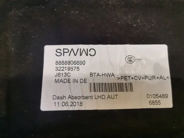 Aislamiento mampara Volvo XC40 II OEM 32219575 image 4