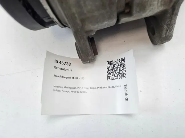 Vaihtovirtageneraattori Renault Megane III OE 8200660025 image 4