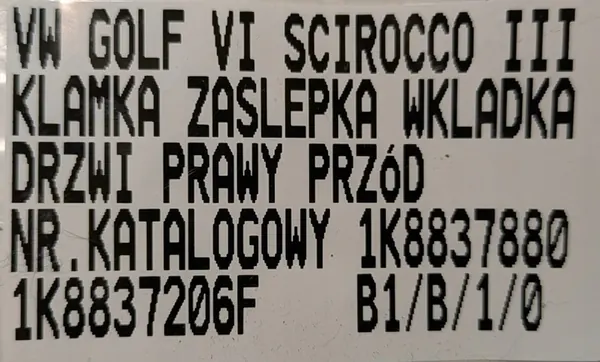 Etummaisen oikean oven kahva VW Golf VI Scirocco image 6