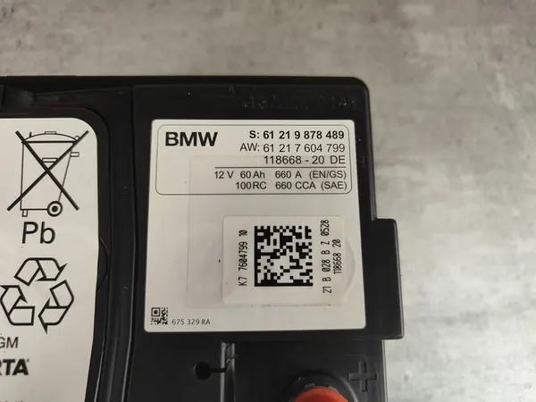 AGM Batterie 12V 60Ah 660A BMW 9878489 OEM image 2