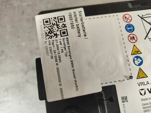 AGM Batterie 12V 60Ah 660A BMW 9878489 OEM image 3