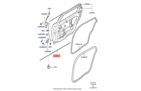 Junta do limiar Ford Mondeo 4 2008 OEM 7S71-A25304-AD image 5