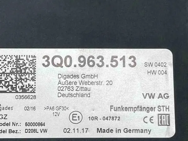 Module chauffage auxiliaire VW 3Q0963513 pour Passat B7 Alltrack image 4