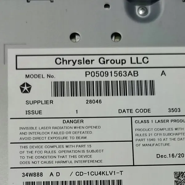 Jeep Cherokee 2015 CD/DVD-Wechsler OEM T00AM3503T0 image 6