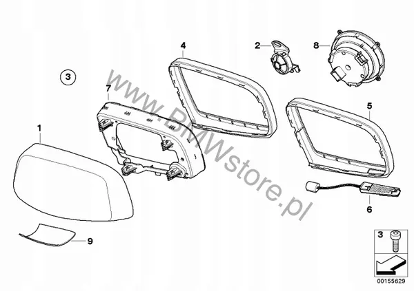 BMW 5 E60/E63 linker spiegelframe LED OEM 7174965 image 8