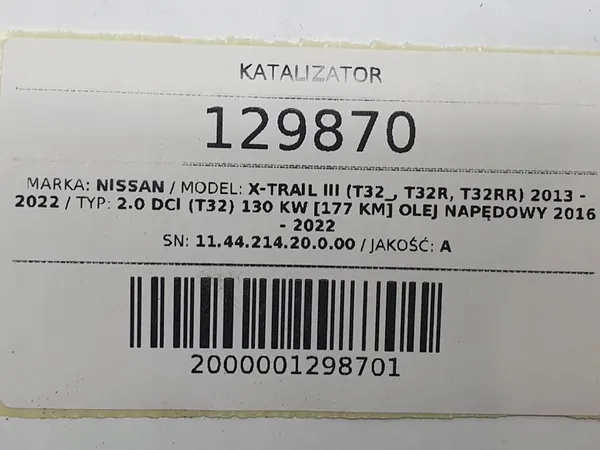 CATALISADOR DPF NISSAN X-TRAIL III T32 2.0 DCI image 7