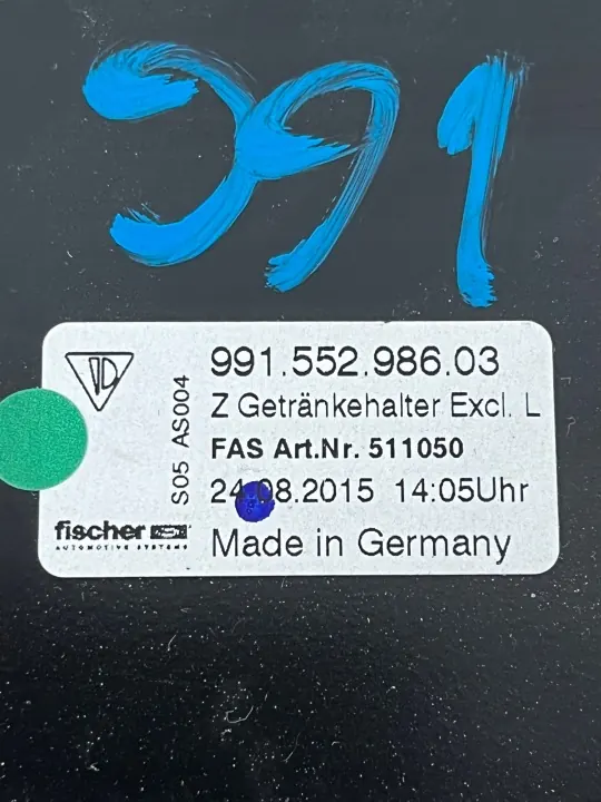 Porsche 911 991 juomakuppiteline OEM 99155228190 image 6