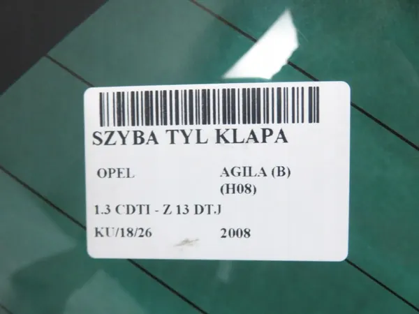 Achterruit OEM SZYBA TYLNA OPEL AGILA (B) (H08) HB image 6