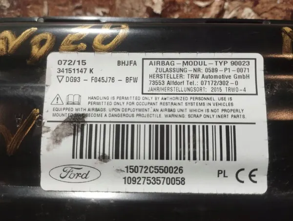 Airbag joelho Ford OEM 34151147K para Mondeo MK5 image 3