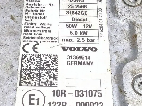 2013 Volvo V40 Cross Country Aquecedor Webasto 31369514 image 4