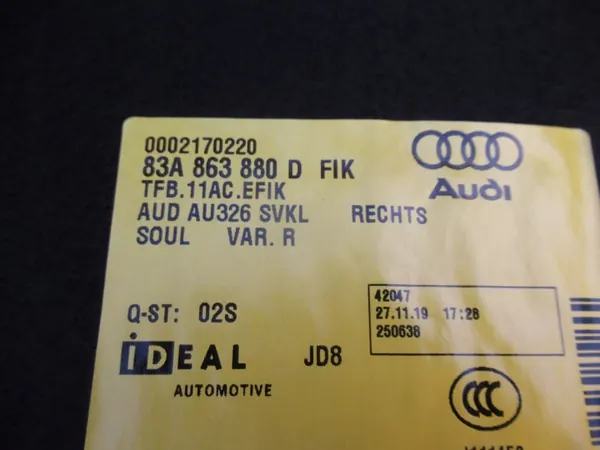 Audi Q3 83A F3 Rechter kofferbakbekleding OEM 83A863880D image 6