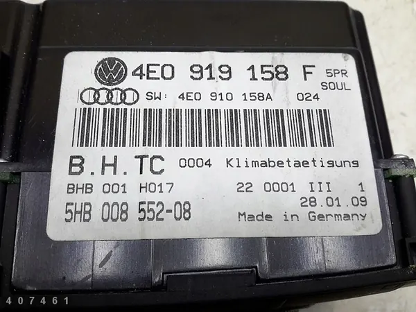 Module de contrôle climatique Audi A8 2009 4e0919158f image 5