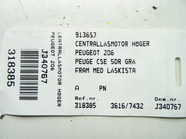 PEUGEOT 206 Dörrlås 9136S7 image 4