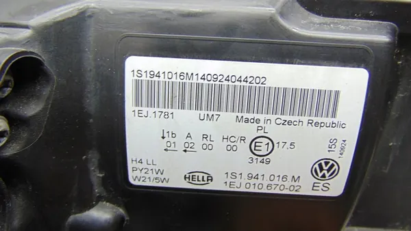 VW UP 1S1 Oikea Halogeenivalo OEM image 6