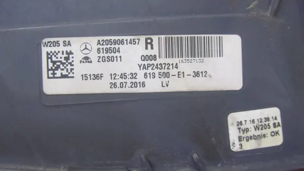 RECHTER ACHTERLICHT MERCEDES C-KLASA W205 A2059061457 image 8