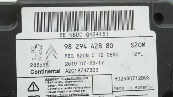 Module Capteur Airbag OEM 9829442880 pour Citroen C3 image 3