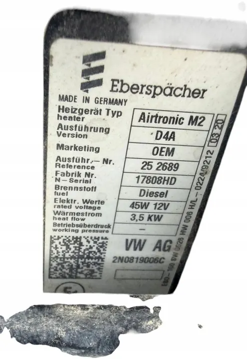 VW Crafter MAN 2N0819006C Webasto Seco Completo image 4