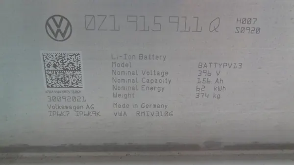 Batería Skoda Enyaq iV OEM 0Z1915911Q 1EA804841M 62 kWh image 4