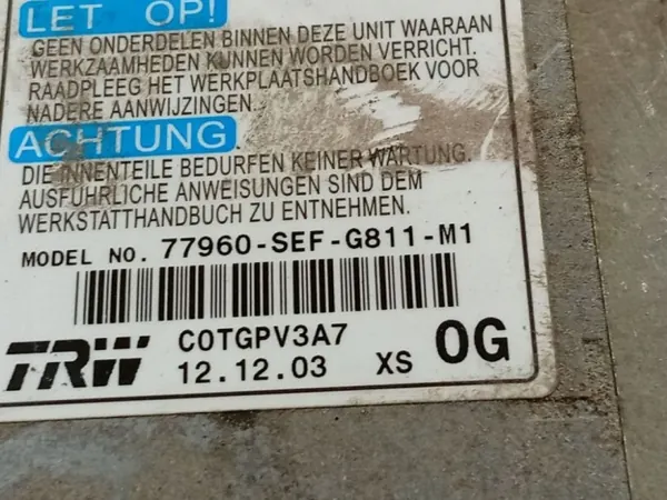 Module SRS airbag Honda Accord OEM 77960SEFG811M1 image 4