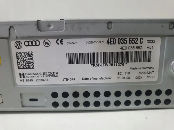 Leitor Navegação Audi OEM 4E0035652C - Usado image 7