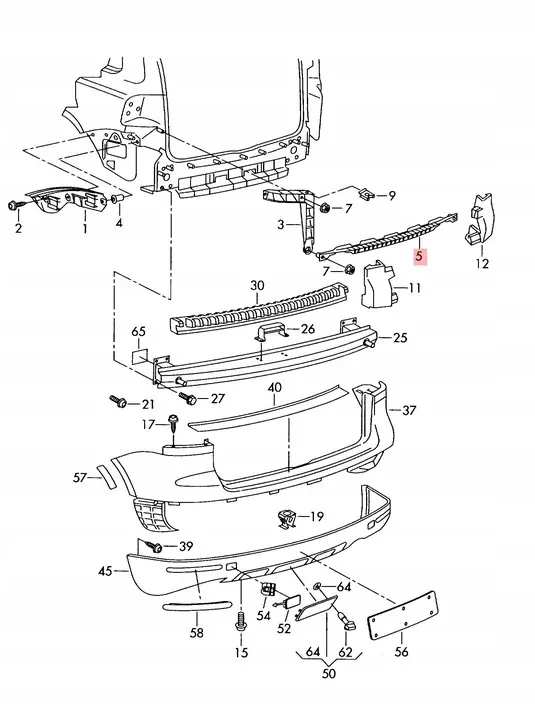 Deslizamento de montagem do para-choque traseiro VW Touareg 7L image 2