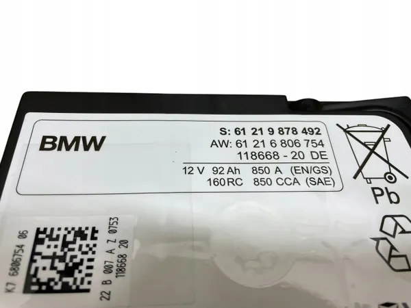 AGM-akku OEM 9878492 6806754 92Ah 850A BMW image 4