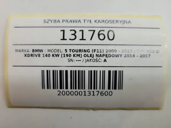 Oikea Taka-Korilasi BMW 5 F11 OEM AUST131760 image 8