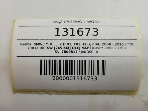 Durite d'eau OEM 7809817 pour BMW Série 7 F01 730D image 8