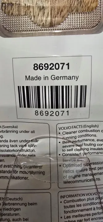 Volvo sytytystulppasarja OEM 8692071 S/V/C70/S80/S60/XC90 image 3