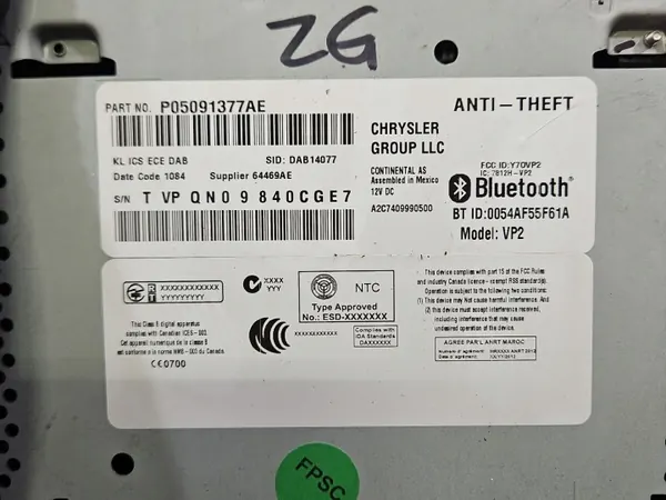 Jeep Cherokee Fabriksradio OEM P05091377AE image 5