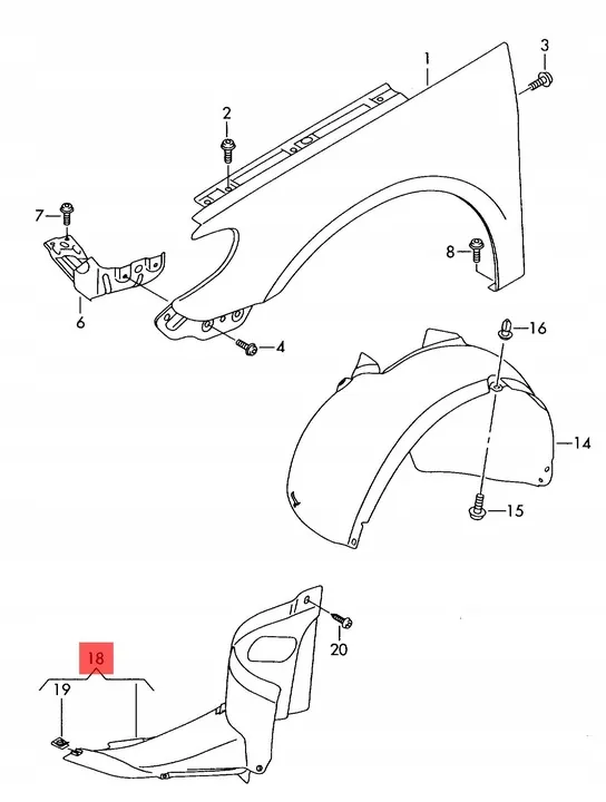 VW Passat CC B7 Left Front Wheel Arch 3C8805911D 3C8805911E image 2