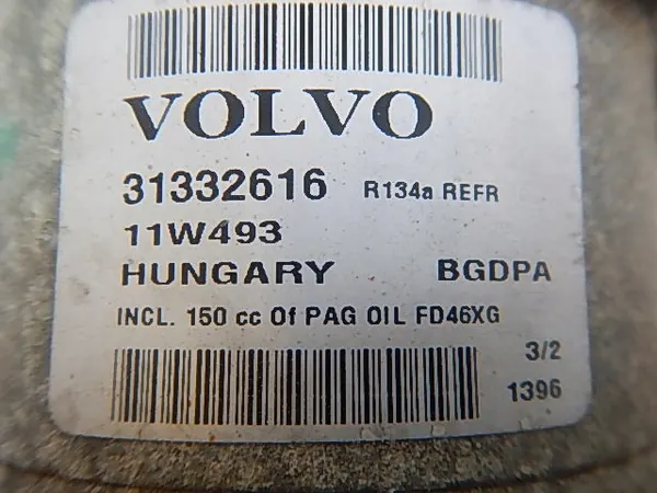 Compresseur A/C VOLVO S60 II V60 I T3 1.6T 31332616 image 2