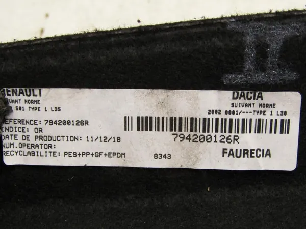 Hintere Kofferraumablage OEM 794200126R Dacia Duster II image 3