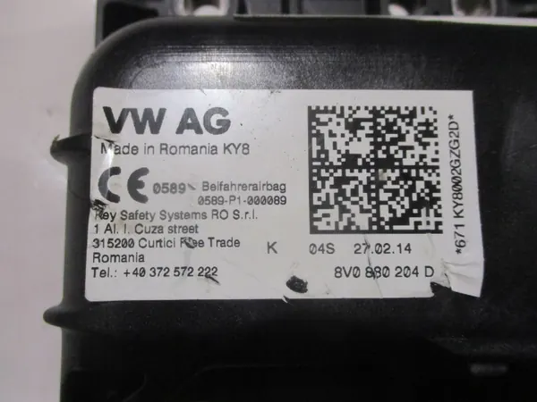 Airbag passager OEM 8V0880204D pour Skoda Octavia III image 3